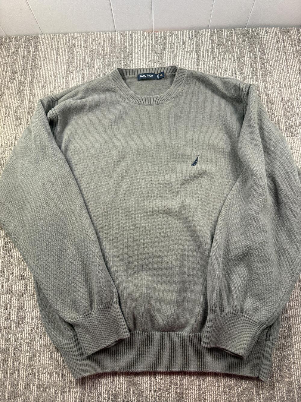 Nautica Sweater Mens 3XL Gray Cotton Crewneck Knit Pullover Casual Classic